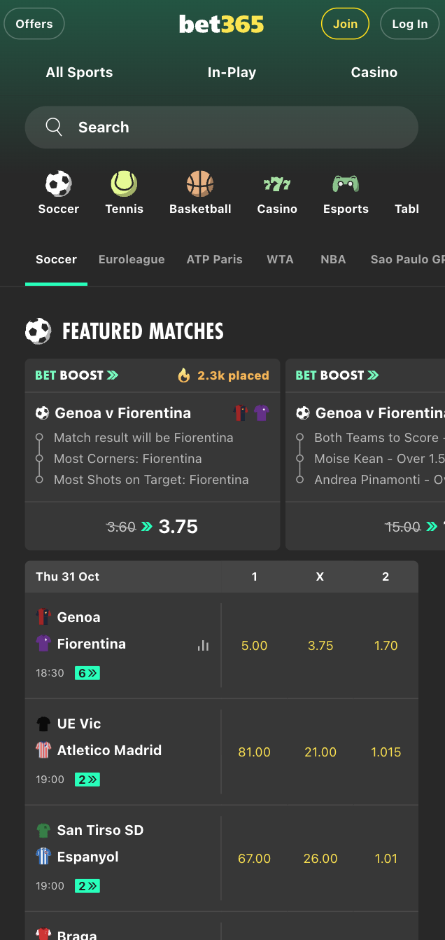 bet365 home page