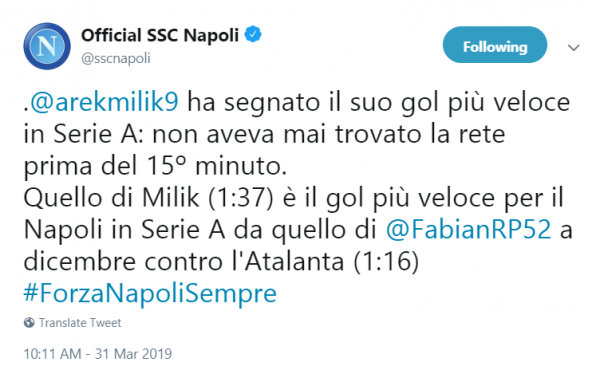 Tweet Napoli