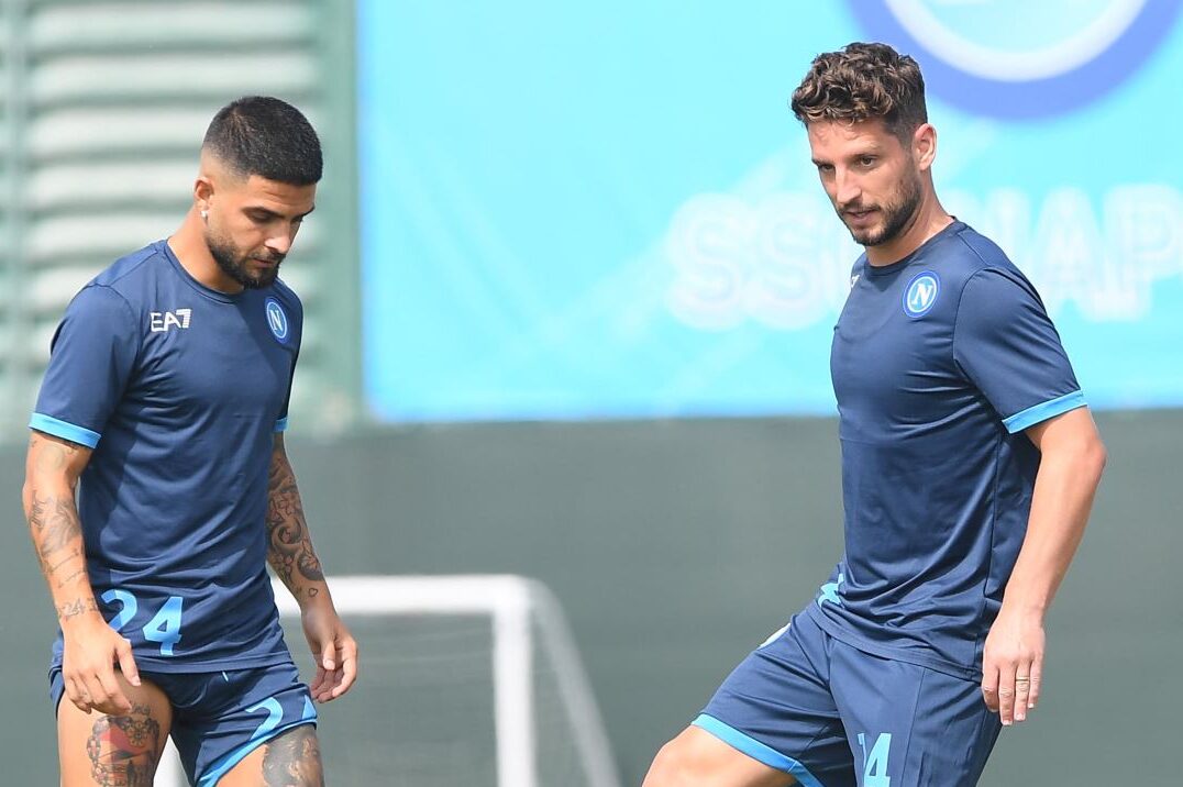 Insigne e Mertens in allenamento