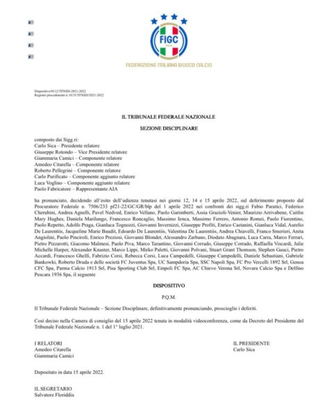 Comunicato ufficiale FIGC