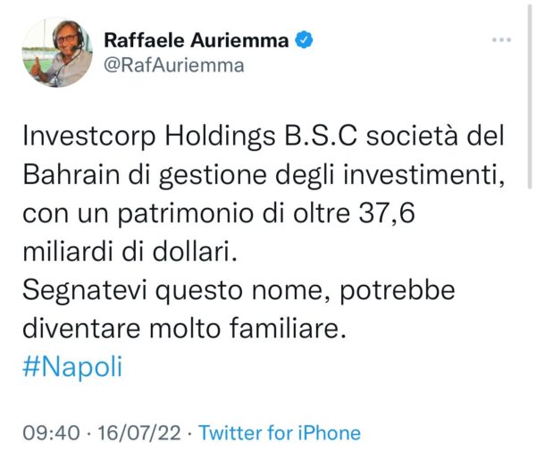 Twitter Auriemma Napoli