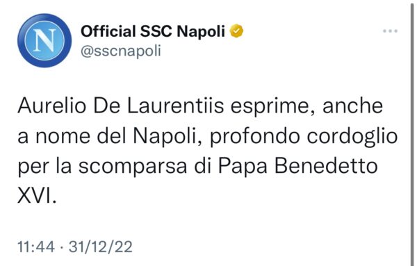 Napoli De Laurentiis Ratzinger