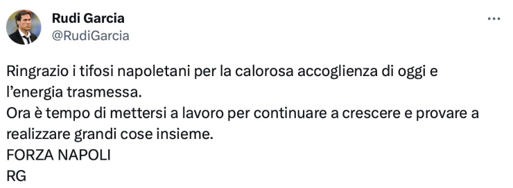 Rudi Garcia su Twitter