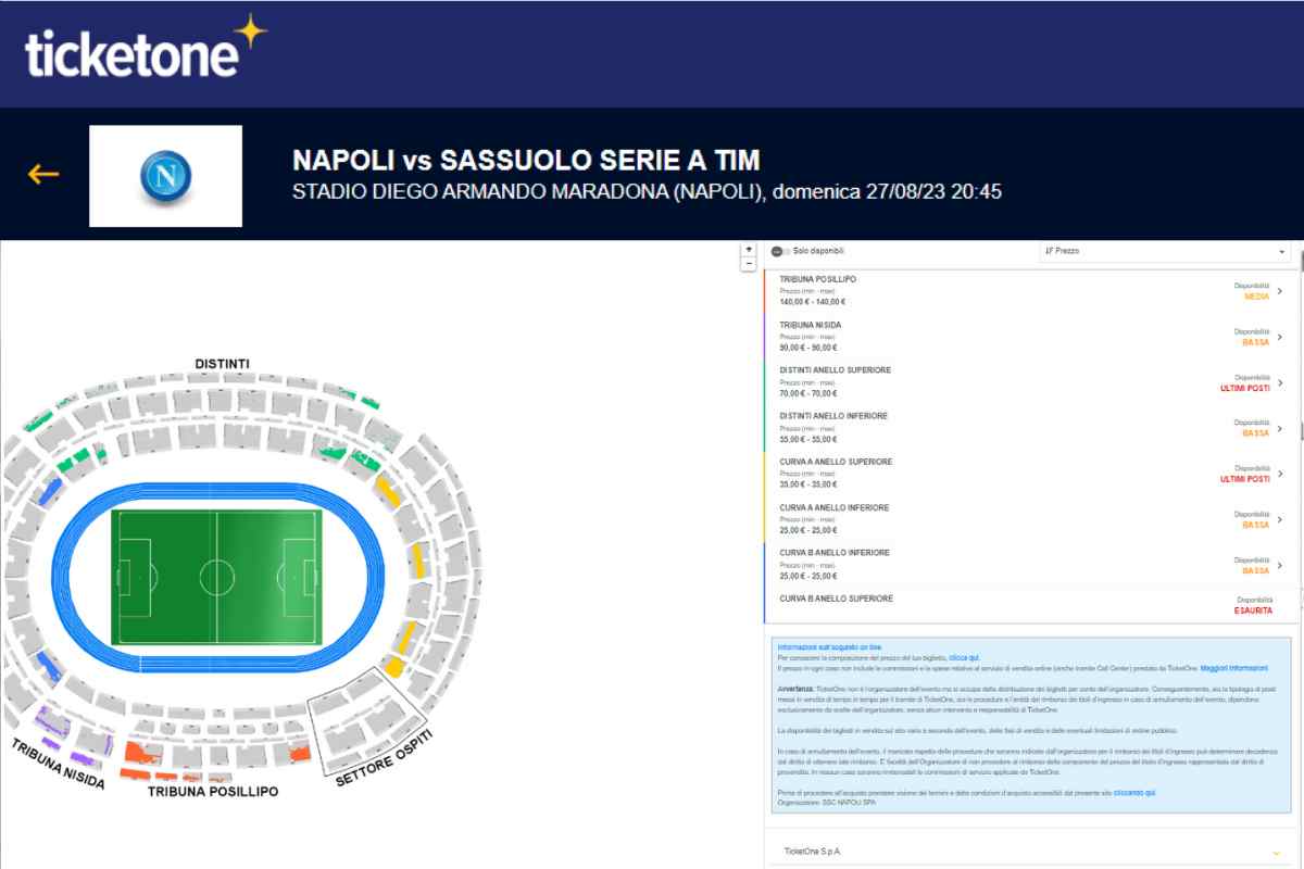 Biglietti Napoli Sassuolo