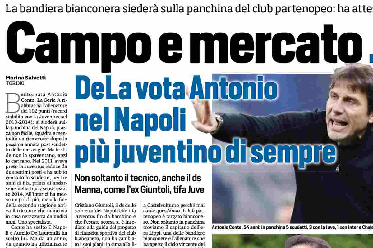 La provocazione di Tuttosport che richiama le parole di De Laurentiis su Giuntoli