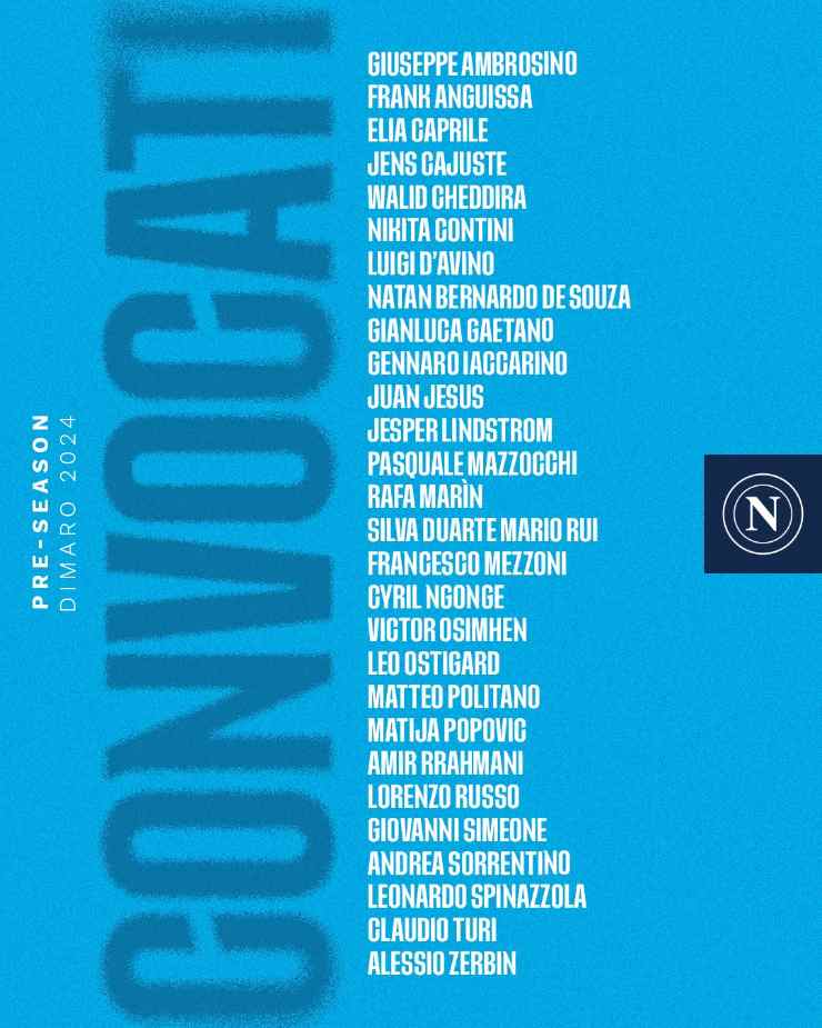 I convocati del Napoli per il ritiro di Dimaro