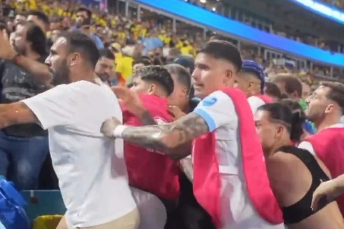 Rissa al termine di Colombia-Uruguay di Copa America, coinvolto anche Olivera del Napoli