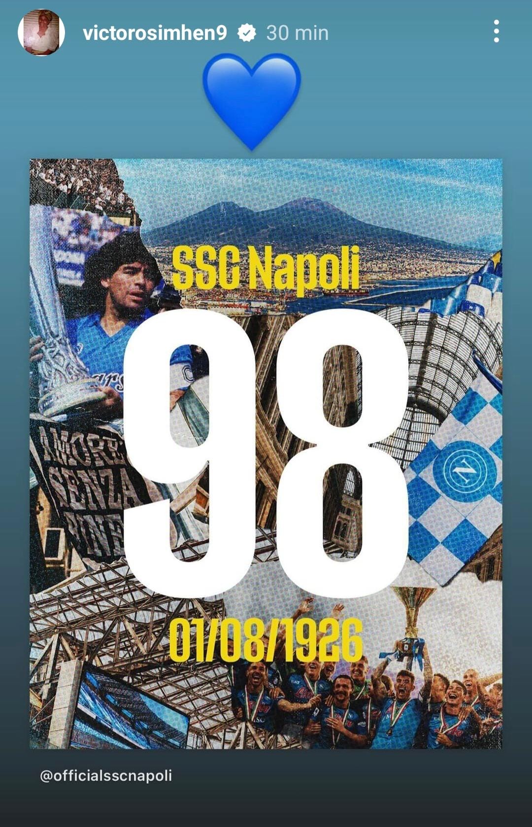 Osimhen, auguri al Napoli per il compleanno