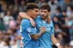 Di Lorenzo e Kvaratskhelia a fine partita Napoli-Lecce