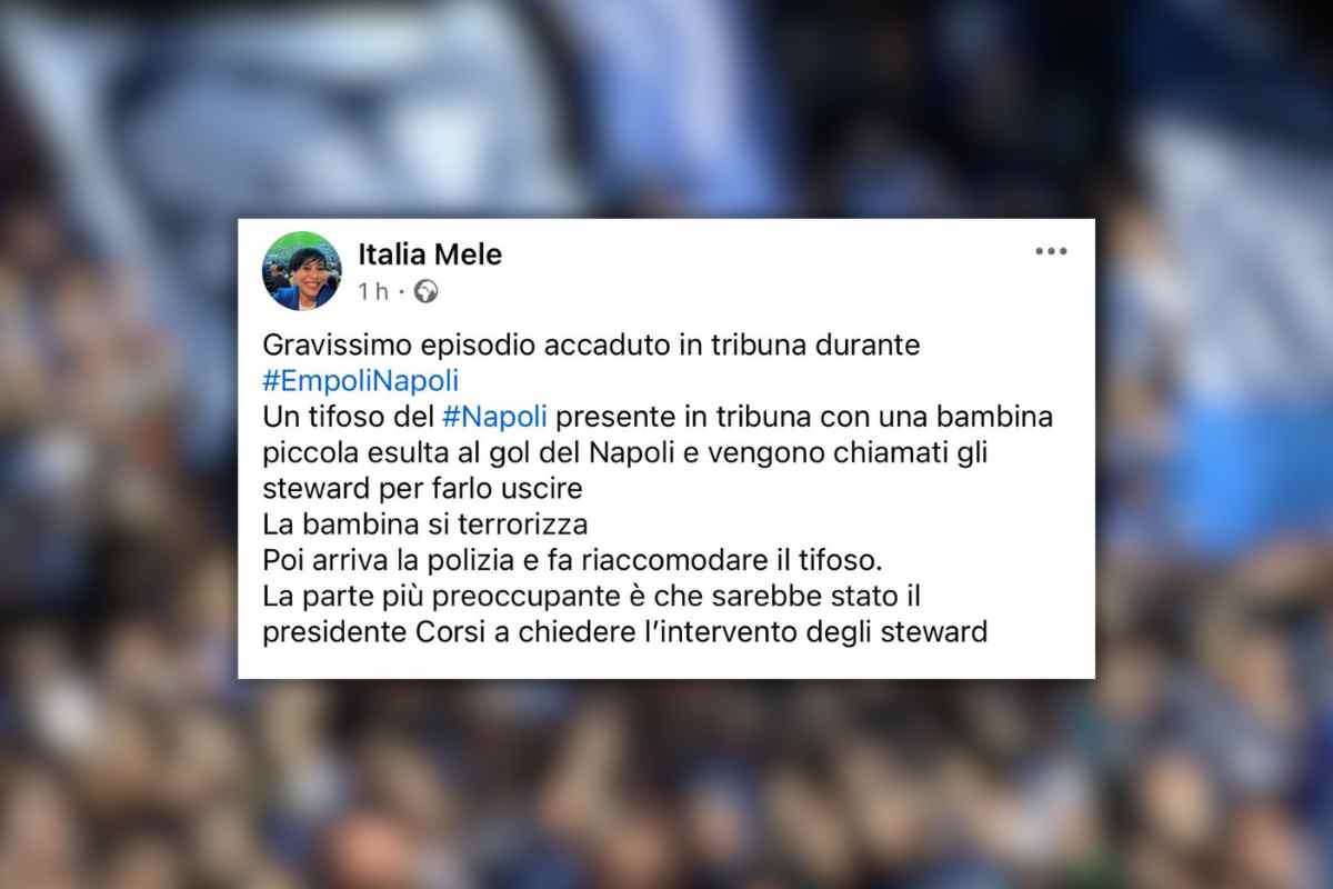 Empoli Napoli: fa discutere quanto denunciato dalla giornalista Italia Mele