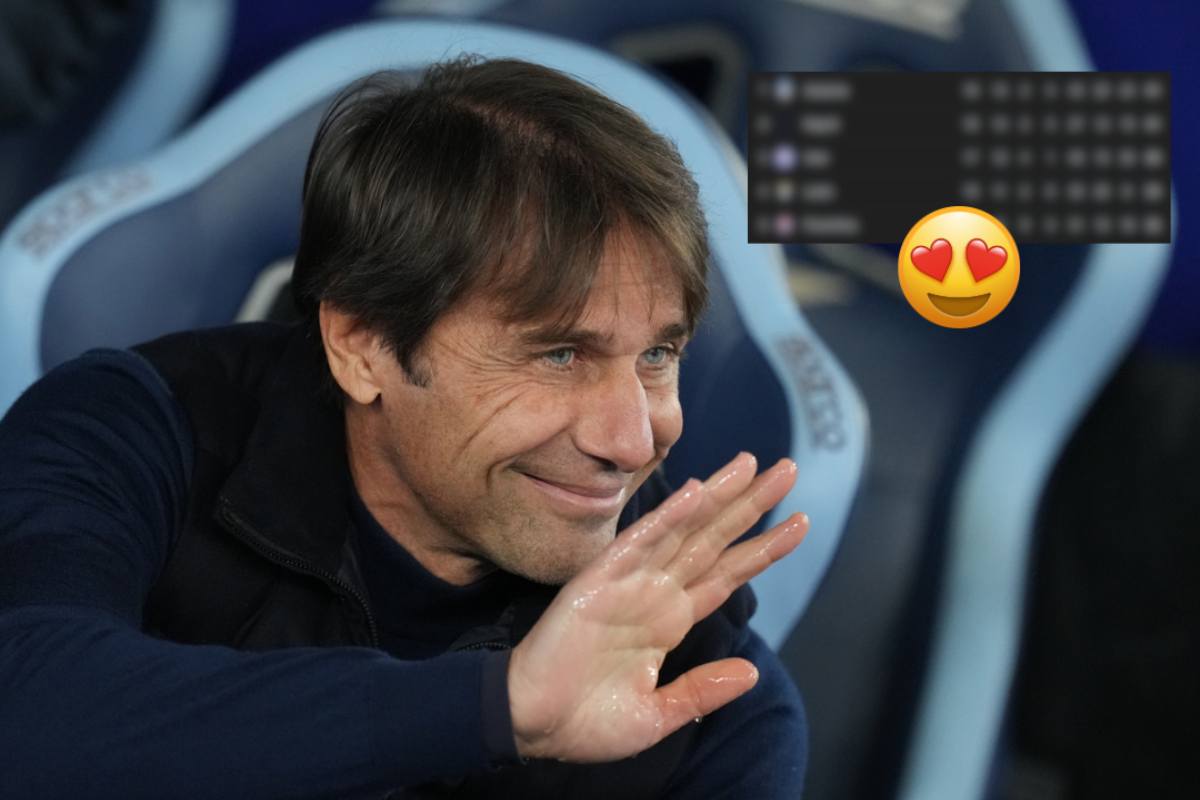 Antonio Conte sorridente in panchina