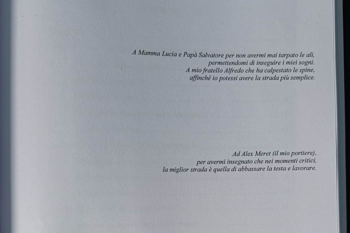 La dedica a Meret nella tesi di laurea 