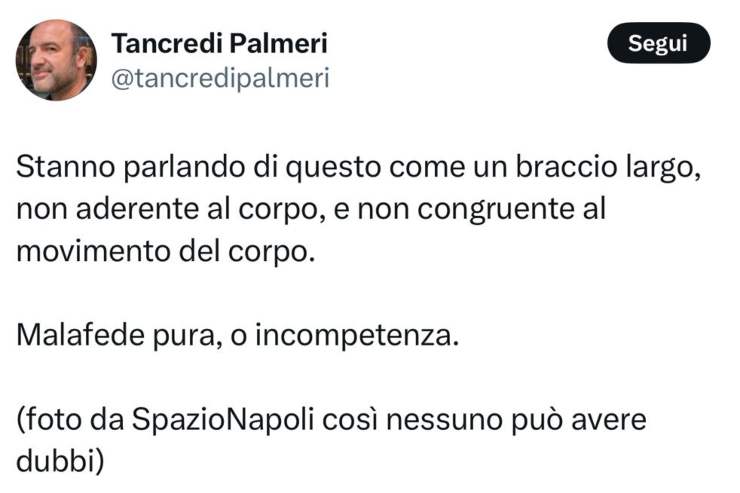 Tancredi Palmeri fa infuriare i tifosi