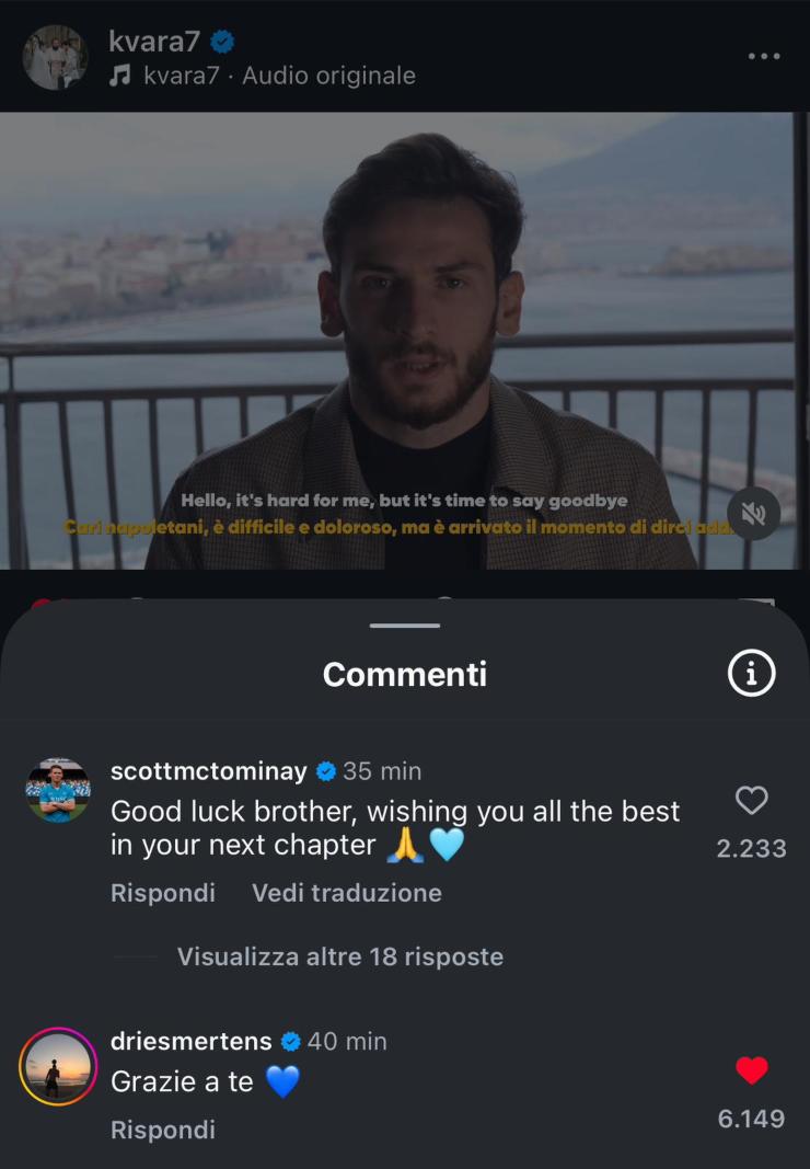 Mertens e McTominay commentano il video di Kvaratskhelia 