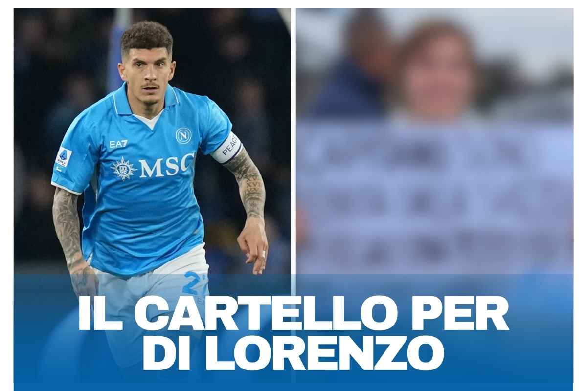 Il cartello di una tifosa per Di Lorenzo